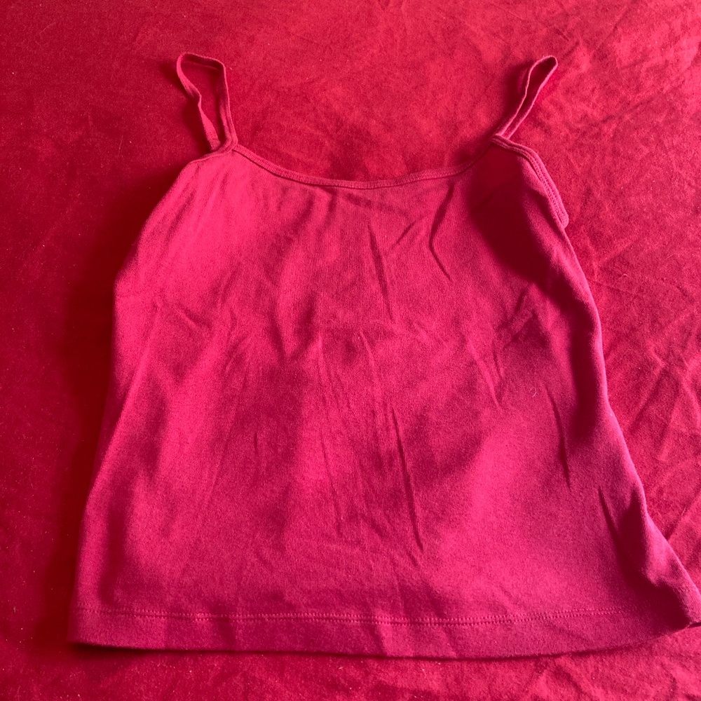 Sonoma 100% cotton red sleeveless S crop top, adjustable spaghetti straps